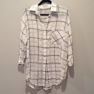 White and grey button down